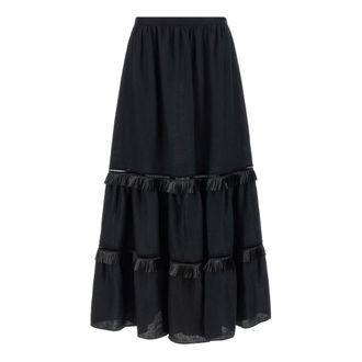Kiton Long Full Skirt - female - Kiton - Maxi Skirts - Black - S - Skirts