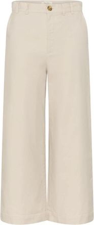 Part Two Franse Eik Korte Wijde Broek - Dames - Wijde Broeken - Beige - 2XL - Katoen - Broeken
