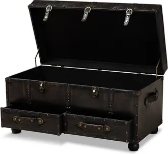 Baxton Studio Callum Upholstered 2-Drawer Storage Trunk Ottoman