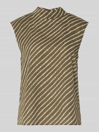 Comma Regular Fit Top mit Stehkragen in Khaki, Gr&ouml;&szlig;e 34