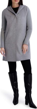 Kenneth Cole Double Face Wool Blend Hooded Coat in Light Grey at Nordstrom, Size X-Large