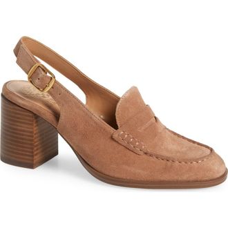 Vince Camuto Gemma Suede Loafer Pump in Spiced Almond Sisued at Nordstrom Rack, Size 6
