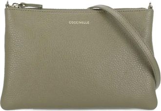 Coccinelle small pebble-leather logo clutch bag - women - Calf Leather/Cotton - One Size - Green