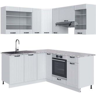 Vicco Cocina Esquinera Fame-line, Casa De Campo Blanca/blanca, 160 X 190 Cm, Et M&aacute;rmol