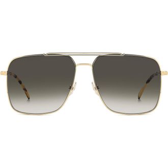 Victoria Beckham VB 1019/S 60mm Rectangular Aviator Sunglasses in Gold Honey Havana/green at Nordstrom