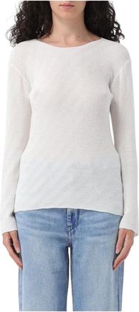 Emporio Armani Round-neck Knitwear, female, White, Size: L Maglia
