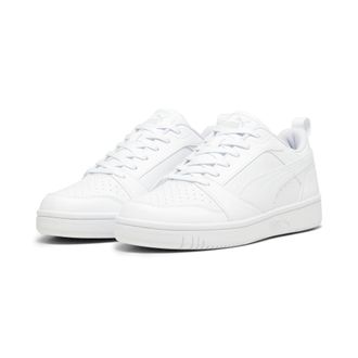 Puma Sneaker PUMA REBOUND V6 LOW, Damen, Gr. 44,5, weiss (puma wei&szlig;, cool light gray), Synthetik, unifarben, Schuhe Sneaker