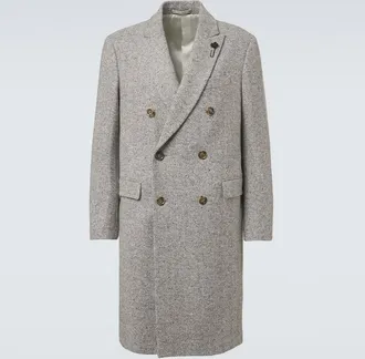 Lardini Herringbone double-breasted virgin wool coat