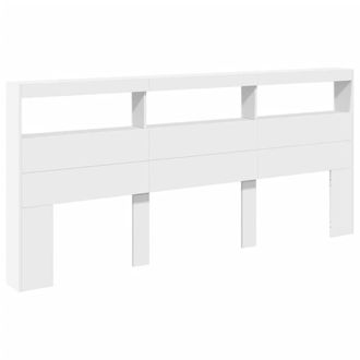 Berkfield Home Headboard Cabinet with LED White 220x17x102 cm | Size: 220 x 17 x 102 cm