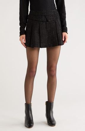 All in Favor Pleated Tweed Miniskirt in Black at Nordstrom Rack, Size X-Small