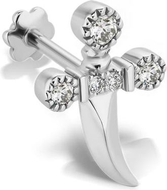 Maria Tash Diamond Trinity Hilt Dagger Single Stud Earring in White Gold at Nordstrom, Size 11