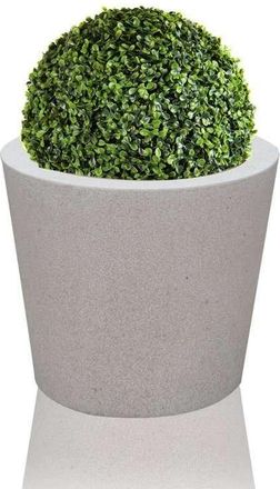 PRIMROSE Poly-Terrazzo White Round Garden Ornamental Planter With Bung 60cm