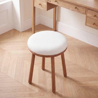 Maisons du monde Taburete de madera de acacia y algod&oacute;n crudo