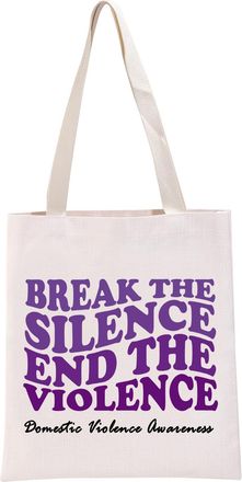 Generic PYOUL Stop Abuse Support Gift Domestic Violence Awareness Tote Bag Purple Ribbon Support Handbag End The Violence Gift (Domestic Violence Tote)