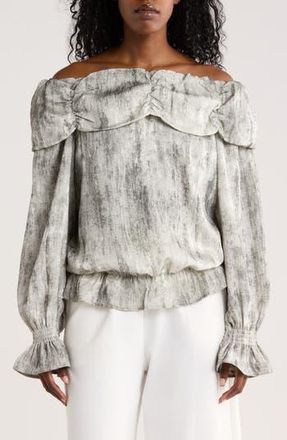 Patrizia Luca Smoke Off the Shoulder Top in Grey at Nordstrom Rack, Size Medium