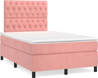 vidaXL Vidaxl - Cama Box Spring Con Colch&oacute;n Y Led Terciopelo Rosa 120x190 Cm