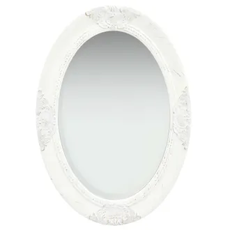 vidaXL Specchio Da Parete Stile Barocco 50x70 Cm Bianco - Vidaxl