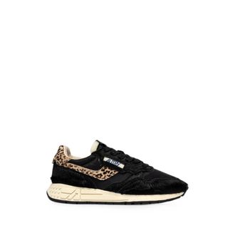 Autry Reelwind Low Leopard-print Pony-hair Sneakers