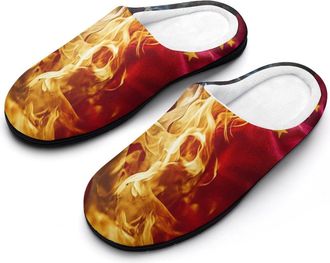 Generic U.S. Vs Chinese Flag Tariff War Mens House Slippers Memory Foam Washable Cotton Slip on Home Shoes