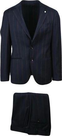 Luigi Bianchi Mantova Kostuums, Heren, Blauw, L, Wol, Giacca Stondata Pak