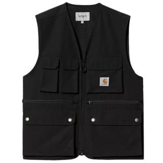 Carhartt Work in Progress Jassen, Heren, Zwart, L, Polyester, Outdoor-geïnspireerd zwart vest met meerdere zakken