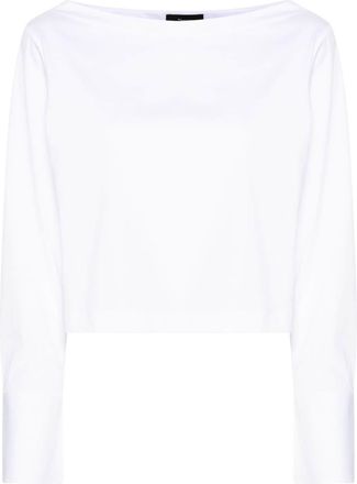 Theory boat-neck poplin blouse - women - Spandex/Elastane/Nylon/Cotton - M - White