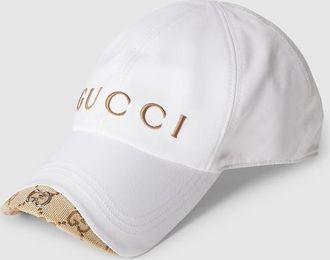 Gucci Cotton Canvas Baseball Hat, Size XXS, White