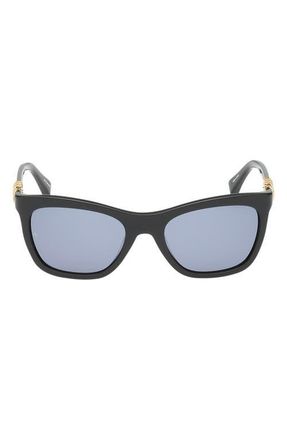 Rag & Bone 53mm Square Sunglasses in Shiny Black/Gold/Navy Lenses at Nordstrom