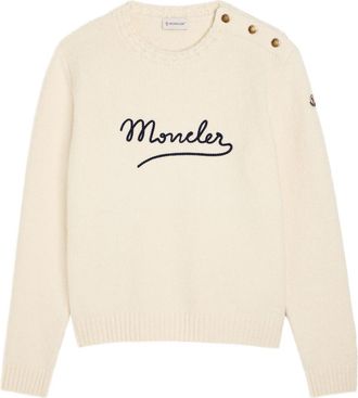Moncler Logo-embroidered Cotton-blend Jumper - Cream - XS (UK 8 / XS)