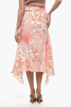 Stella McCartney Gonna Midi ARIAH in Seta con Stampa Coralli All-Over Stella McCartney