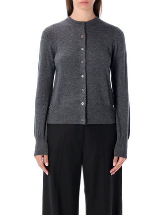 Rhea Costa Grey Wool Cashmere Cropped Cardigan