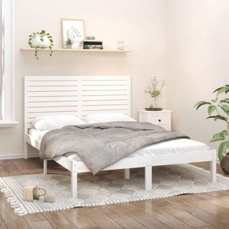 Berkfield Home Bed Frame White Solid Wood 140x200 cm