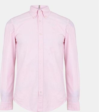 HUGO BOSS Mens Plain Long Sleeve Shirt - Pink - Size: Regular/36