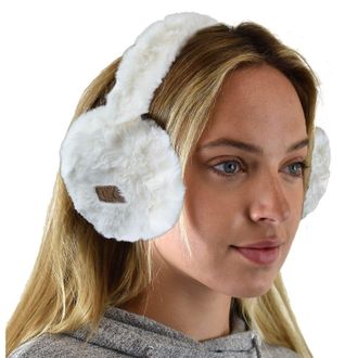 C.C Soft Winter Warm Adjustable Headband Ear Warmer Earmuffs, Furry Ivory, One Size