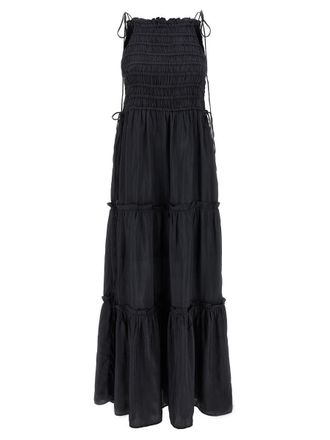 Ganni Black Smock Tie Dress