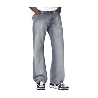 Off-white Flared Jeans, male, Gray, Size: W33 Diag Slim Relaxed Jeans