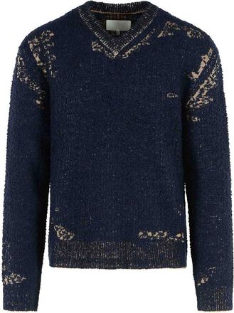 Maison Margiela Acid Blue Cotton And Wool Sweater