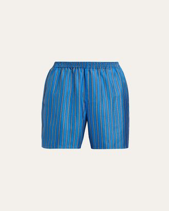 Versace Mens Meander Print Silk Shorts
