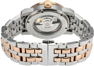 Gevril Group Mens Madison Moon phase Open Heart Silver/Black Dial, Rose Gold Stainless Steel Swiss Automatic Sellita SW285-B Watch - Silver & Gold - One Size