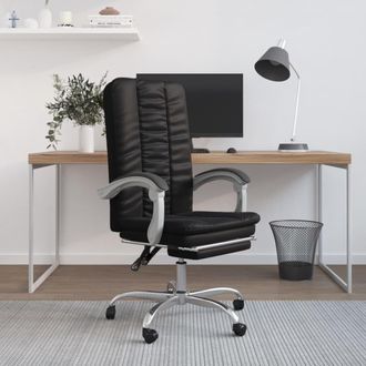 vidaXL Silla De Oficina Reclinable Cuero Sint&eacute;tico Negro Vidaxl