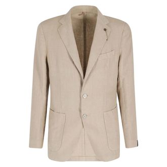 Santaniello Blazers, male, Brown, Size: 3XL Ruched Blazer