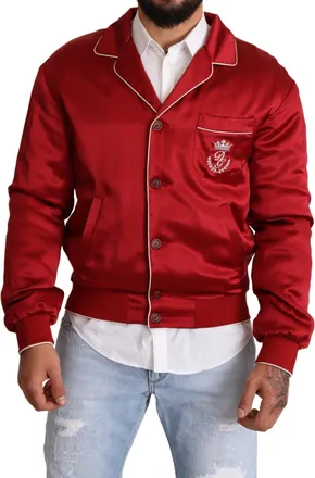 Dolce & Gabbana Mens Red Satin Bomber Jacket Jkt2914 Silk - Size EU 48 (Mens)