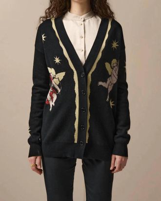 Paolita Seraphina Button Down Cardigan In Black Multi