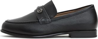 Cesare Gaspari Zwarte leren blokhak loafers - Dames - Loafers - Zwart - 37 EU - Leer - Schoenen