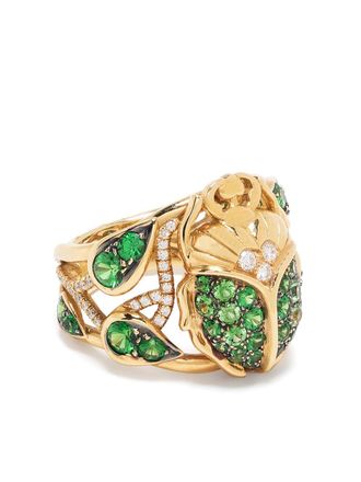 Aur&eacute;lie Bidermann Anello in oro 18kt con diamanti e tsavorite