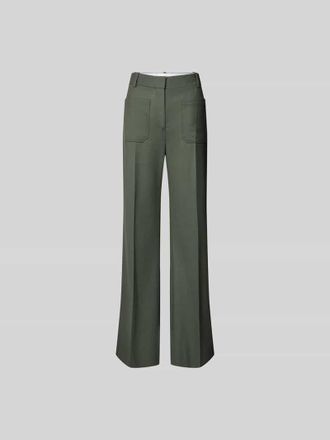 Victoria Beckham Straight Fit Bundfaltenhose mit Woll-Anteil in Schilf, Gr&ouml;&szlig;e XS/S