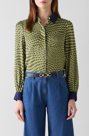 L.k. Bennett Henri Print Shirt in Green Multi at Nordstrom Rack, Size 14 Us / 18 Uk