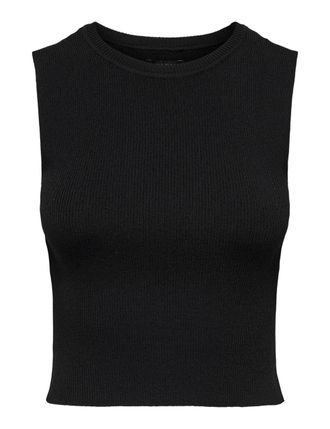 Only Damen Geripptes Cropped Top Kurzes T-Shirt Rundhals Oberteil &Auml;rmellos ONLMAJLI