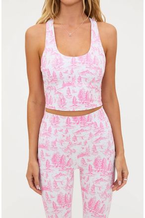 Beach Riot Yara Print Racerback Crop Tank In Powder Pink