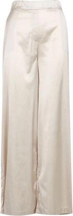 Gran Sasso Zijde Blend Wijde Pijp Broek - Dames - Wijde Broeken - Beige - XS - Broeken